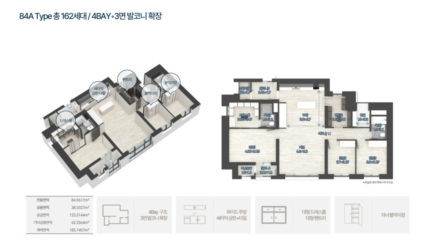 84A 타입 평면도 및 공간 구성