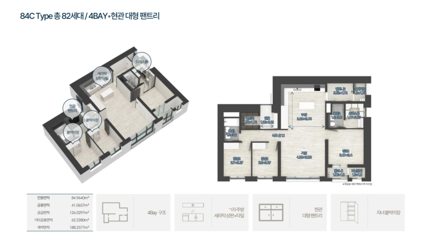 84C 타입 평면도 및 공간 구성
